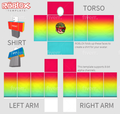 Roblox Cartoony Rainbow Shirt Template ~ Create Meme roblox Roblox